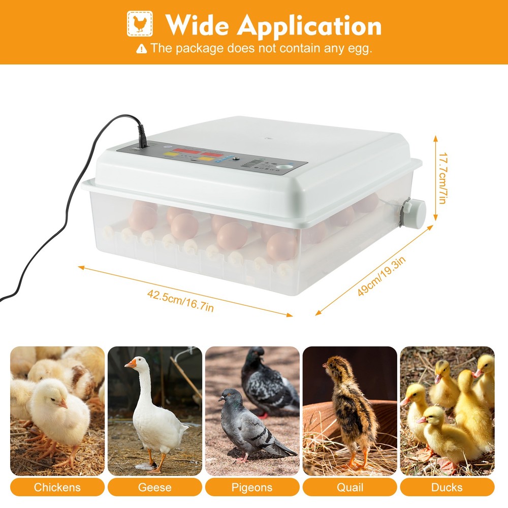 64 Digital Eggs Incubator Egg Hatcher With Temperature Control Automatic Turner