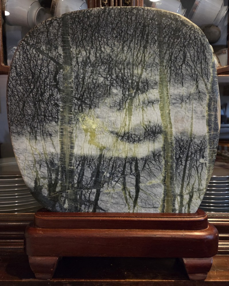 Large Specimen Dendritic Picture Jasper Slab on Base Aspen Trees Reflection