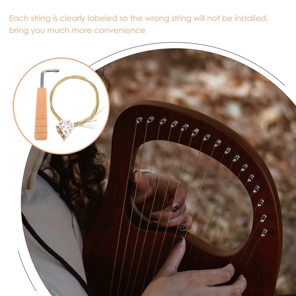 1Set Metal Harp Strings Kit With Tuning Wrench For Easy String Changes