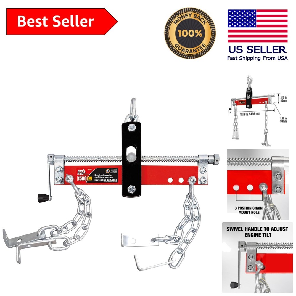 Versatile Engine Hoist Leveler - 3 Position Adjustable with 14" Chains Included