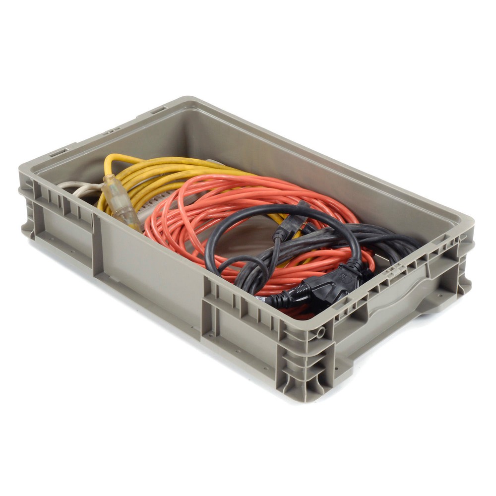 Global Industrial Stackable Solid Straight Wall Container 24"Lx15"Wx5"H Gray