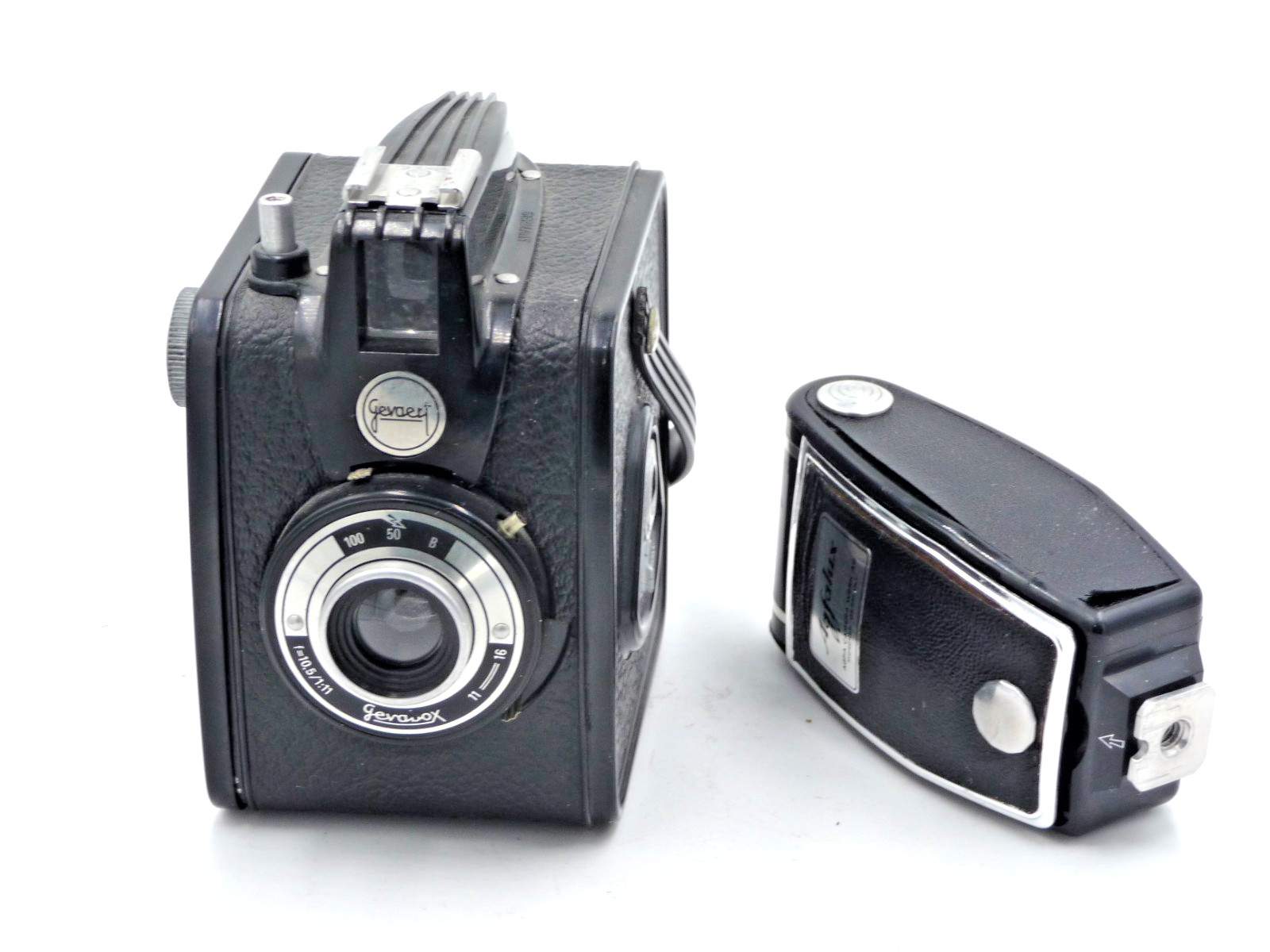 Gevaert Gevabox Art Deco box camera with Agfalux flash