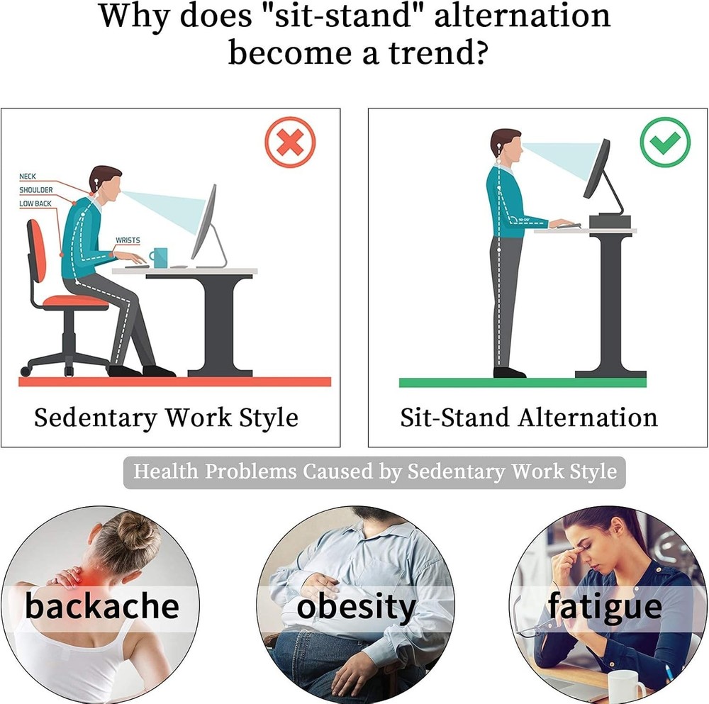 Mobile Adjustable Height Standing Desk with Wheels – Ergonomic Black Workstation
