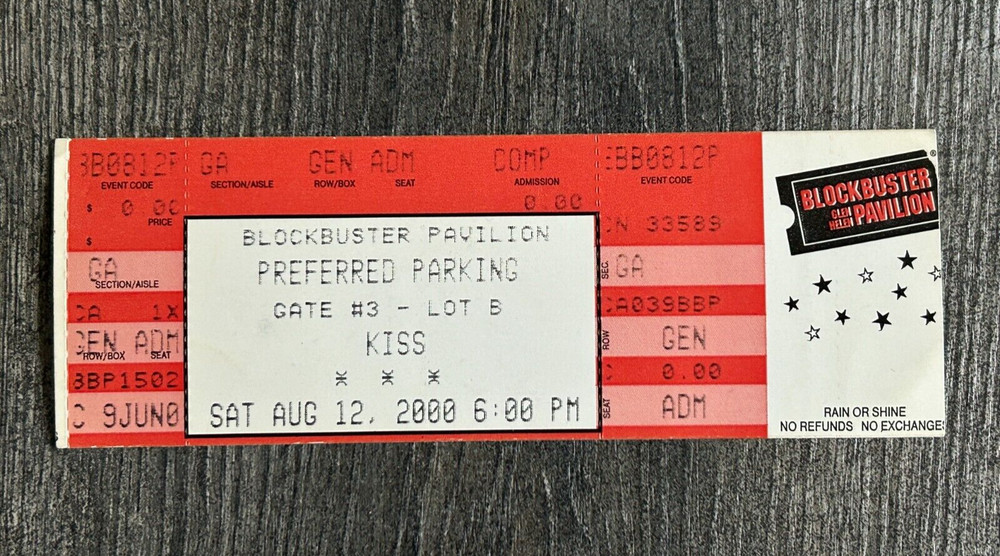 KISS FULL TICKET Stub Farewell Concert Tour San Bernardino Cal 2000 Vintage Kiss