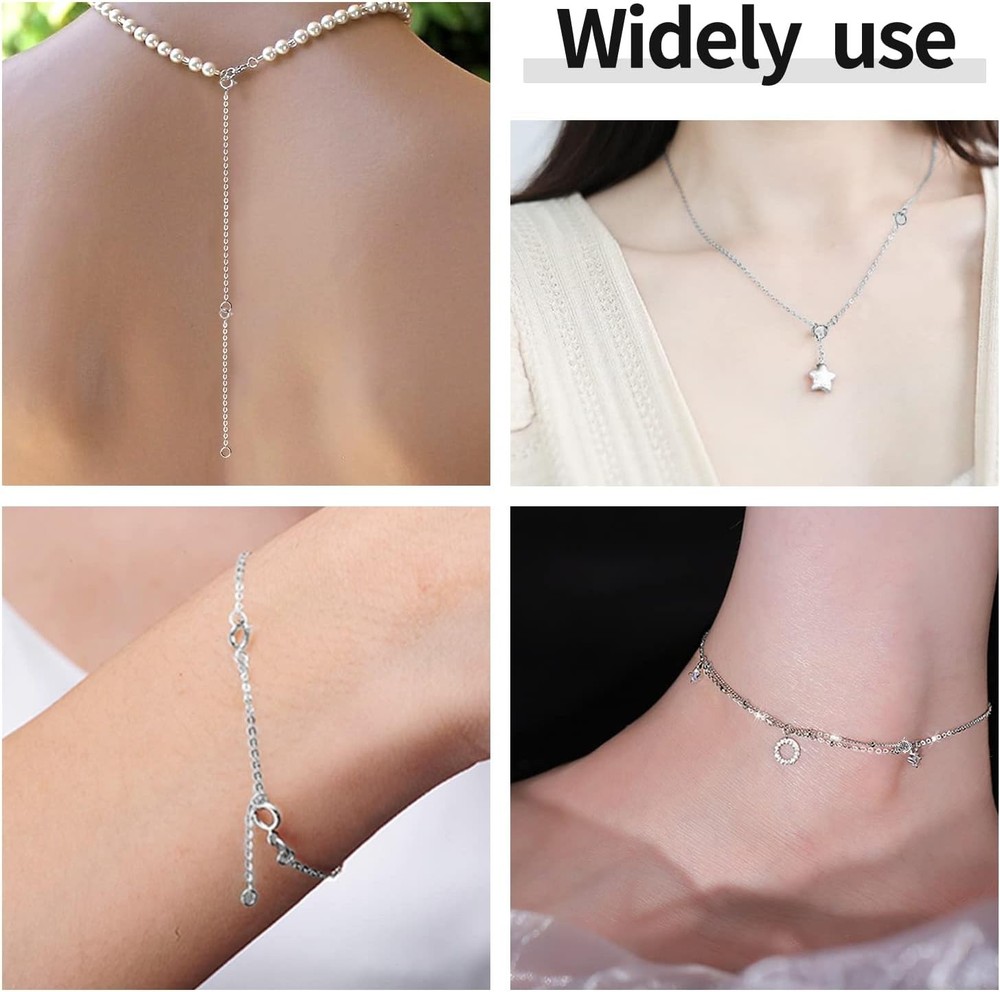 3 Pcs 925 Sterling Silver Necklace Extender