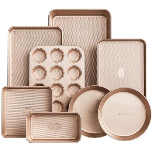 Baking Pans Set 8-Piece Bakeware Sets, Baking Sets for 8PCS Champagne Gold
