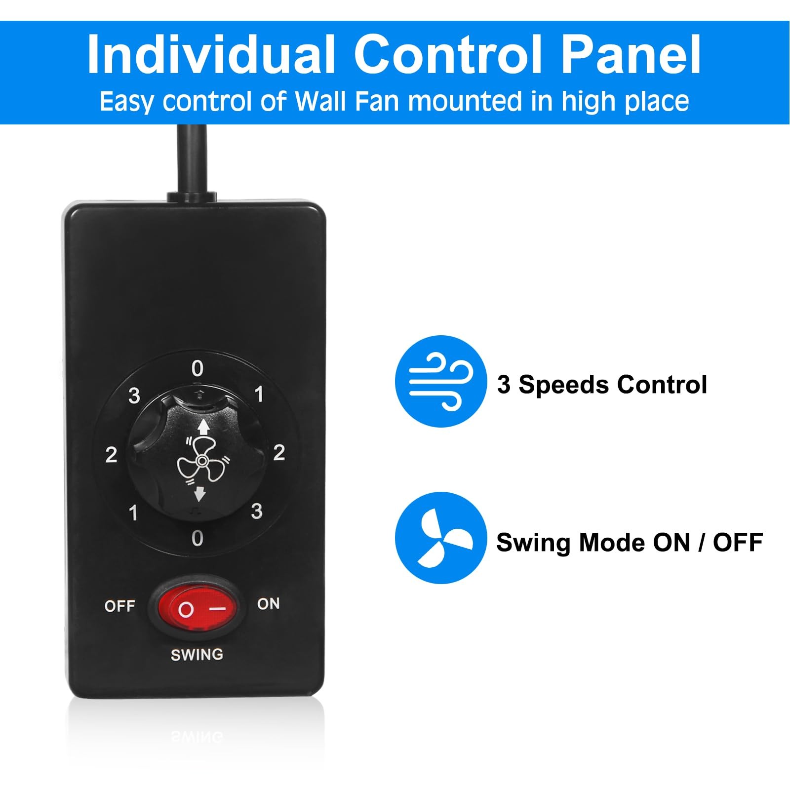 18 Inch Industrial Oscillating Wall Mount Fan 4200CFM 3- Speed