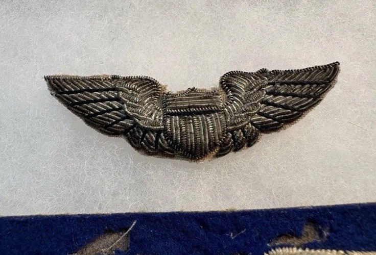 3 Vintage USAAF / 8th AAF Pilot Wings ~ Bullion & Wool British Made / OD US made