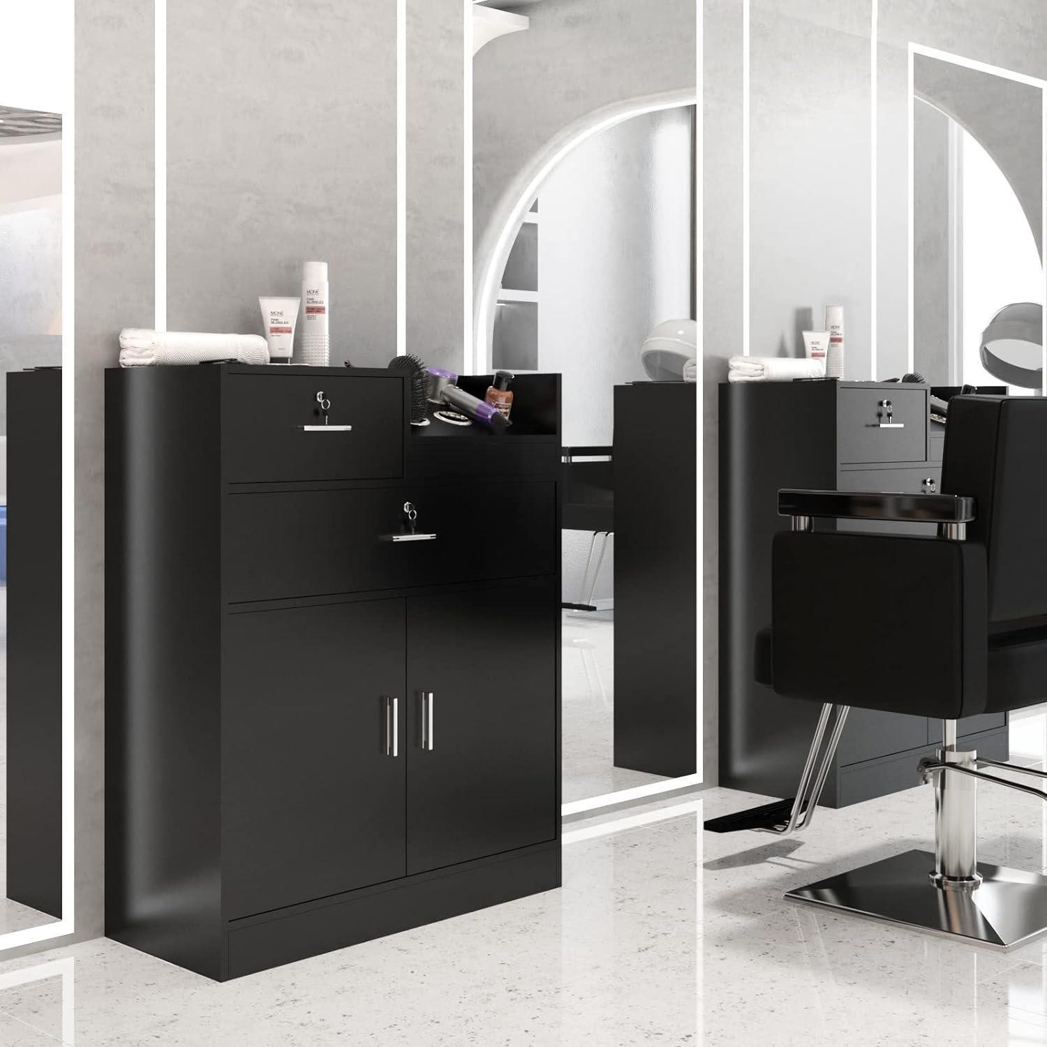 Salon Station Hair Styling Storage Cabinet Barber Station for Beauty BarberShop