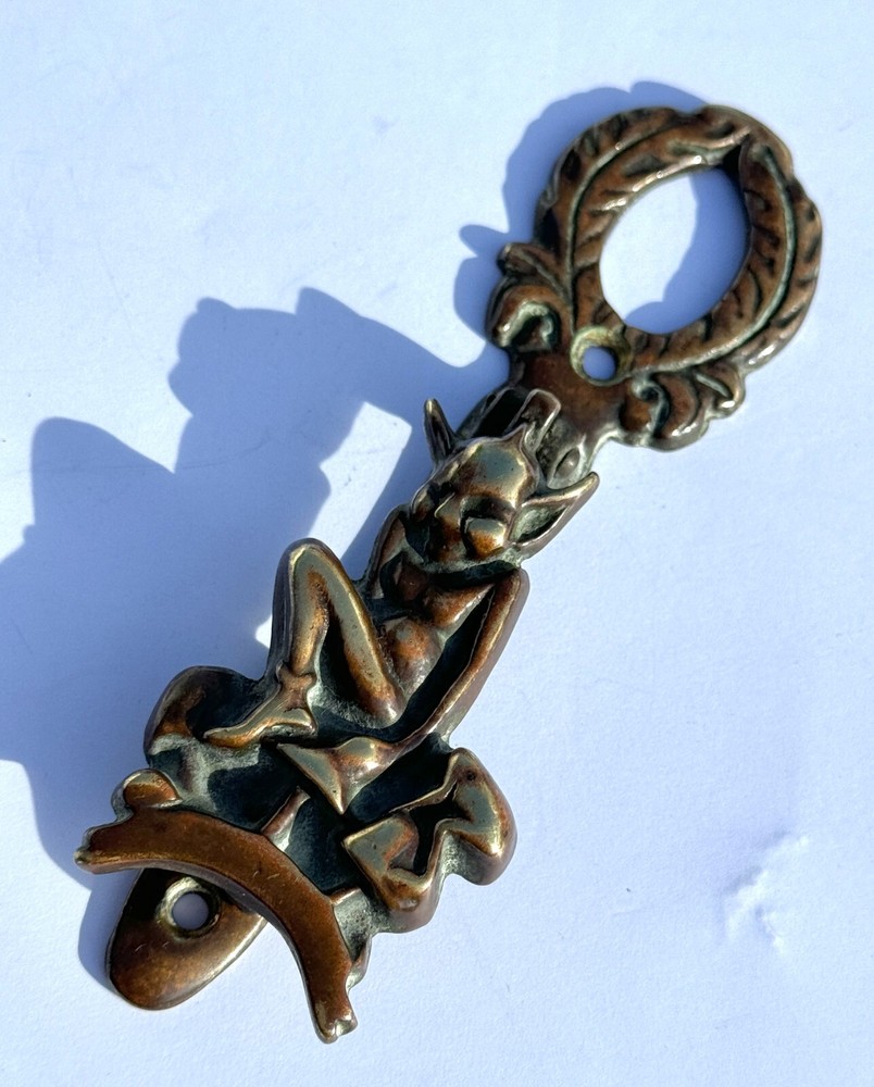Antique Circa 1900 Exmoor Pixie on Toadstools Door Knocker