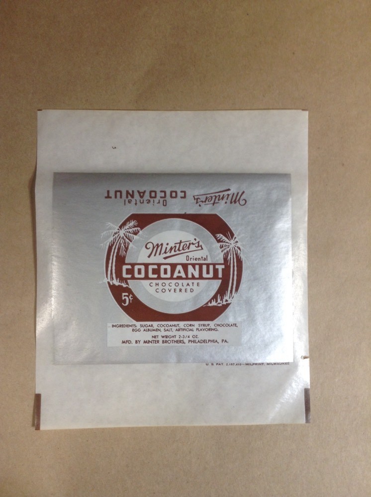 3 original Minter Cocoanut Candy Wrappers 1940's INV-B26