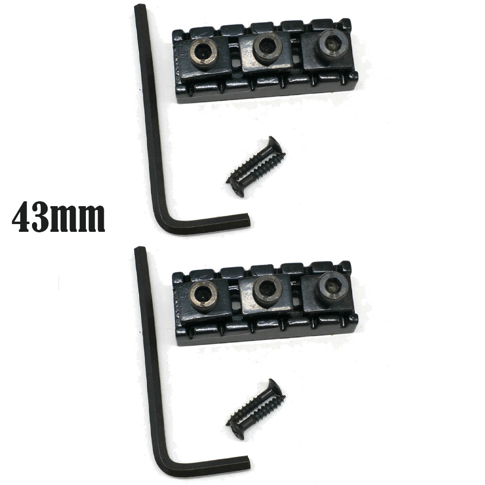 2Sets Guitar Locking Nut 43mm String Lock for Floyd Rose Tremolo Bridge Black
