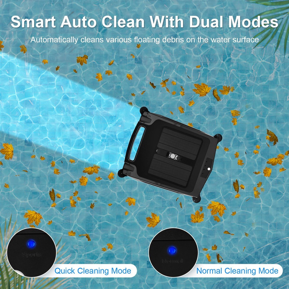 Solar Powered Robotic Pool Skimmer Swimming Pool Surface Surface W/APP+2 Modes