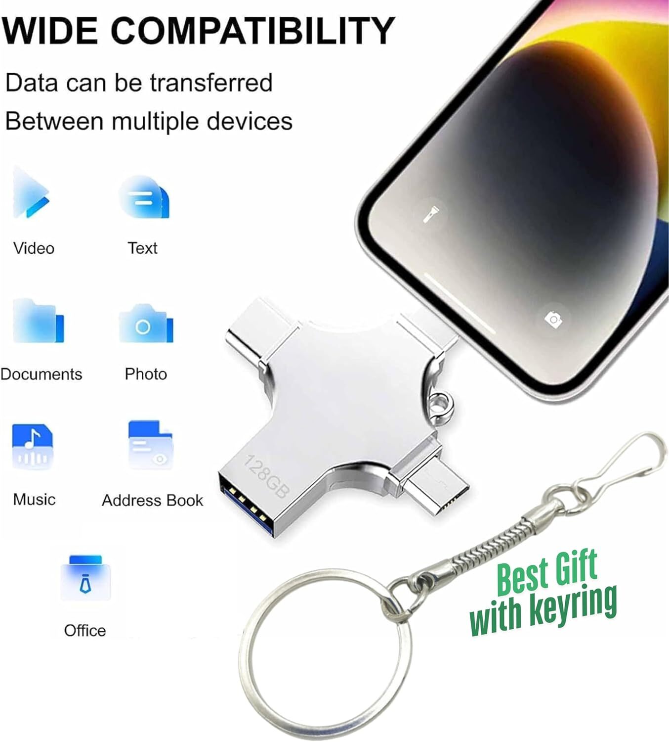 USB 3.0 Flash Drive 128GB Type C Memory Photo Stick for iPhone Android iPad lot