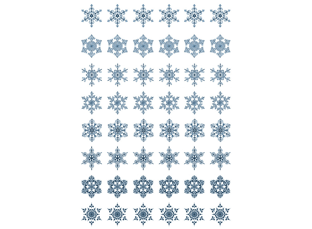 Snowflakes 48 pcs Blue Fused Glass Decals