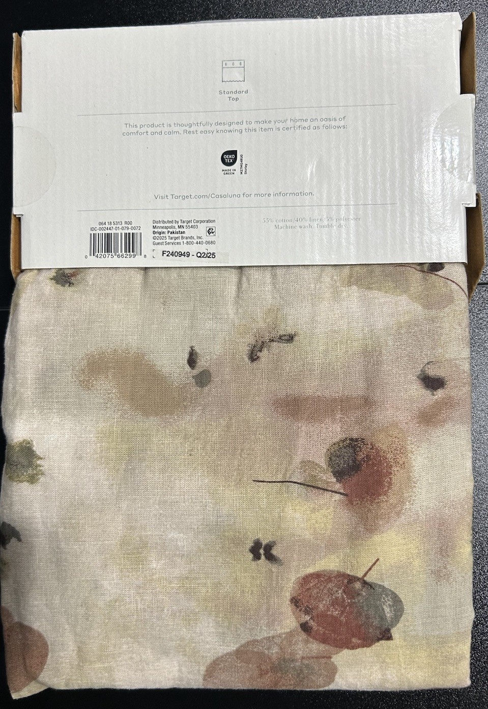 Casaluna Watercolor Floral Khaki Shower Curtain 70x70 NWOT