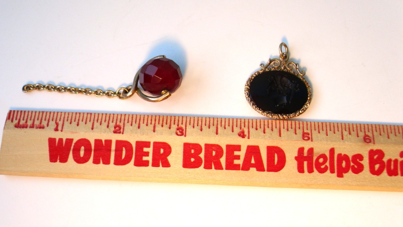 ❤❤ LOT of 2 Antique VICTORIAN Gold Filled Watch FOBS Pendants SPINNER Gemstones