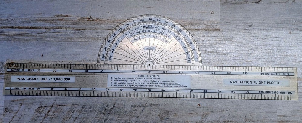 Aviation Flight Plotter Protractor WAC Sectional Chart Navigation Tool Pilot