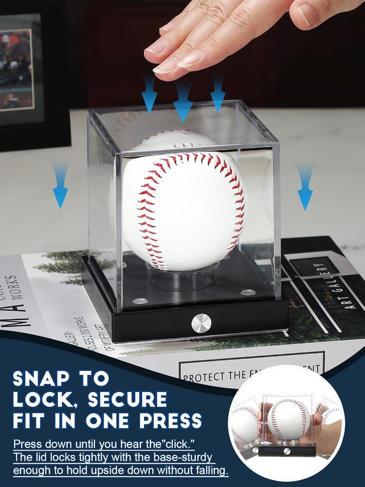 Baseball Display Case Clear Acrylic Cube with LED