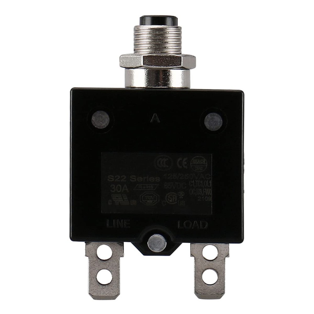30A Thermal Overload Switch Protector Push Button Reset 125/250VAC/50VDC