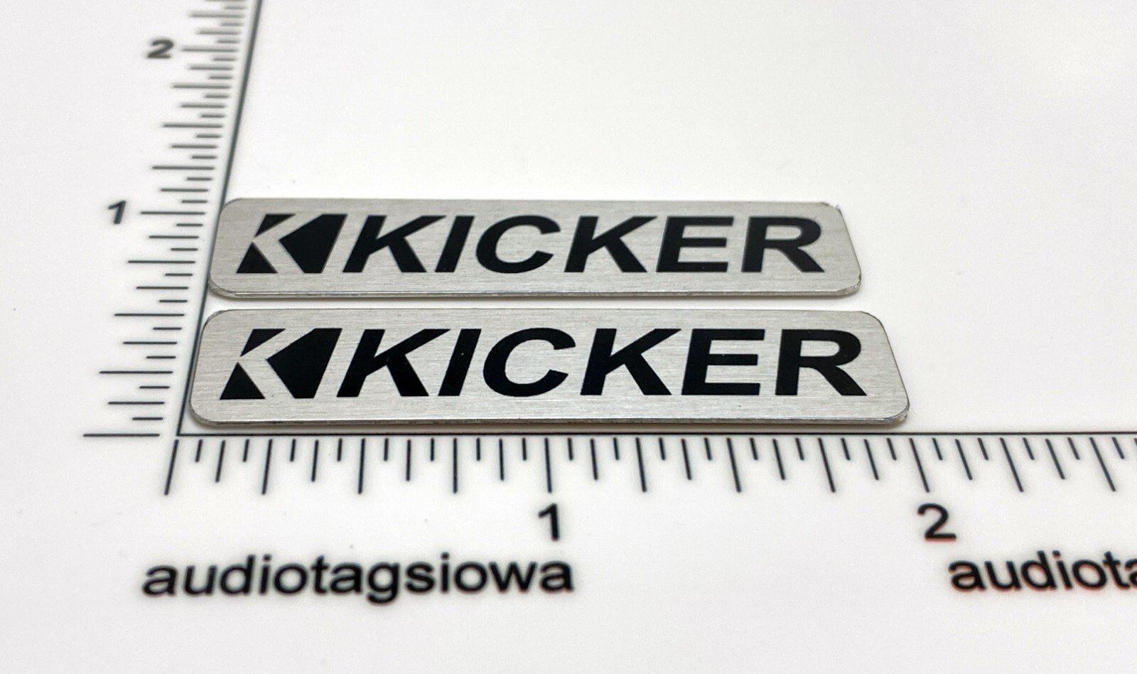 Kicker Speaker Badge 2" Silver Pair Logo Emblem Custom Made Aluminum