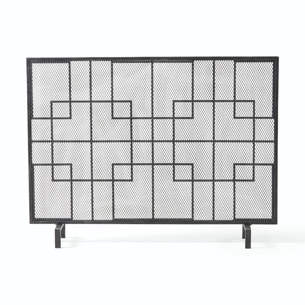 Bonita Modern Iron Single Panel Fireplace Screen