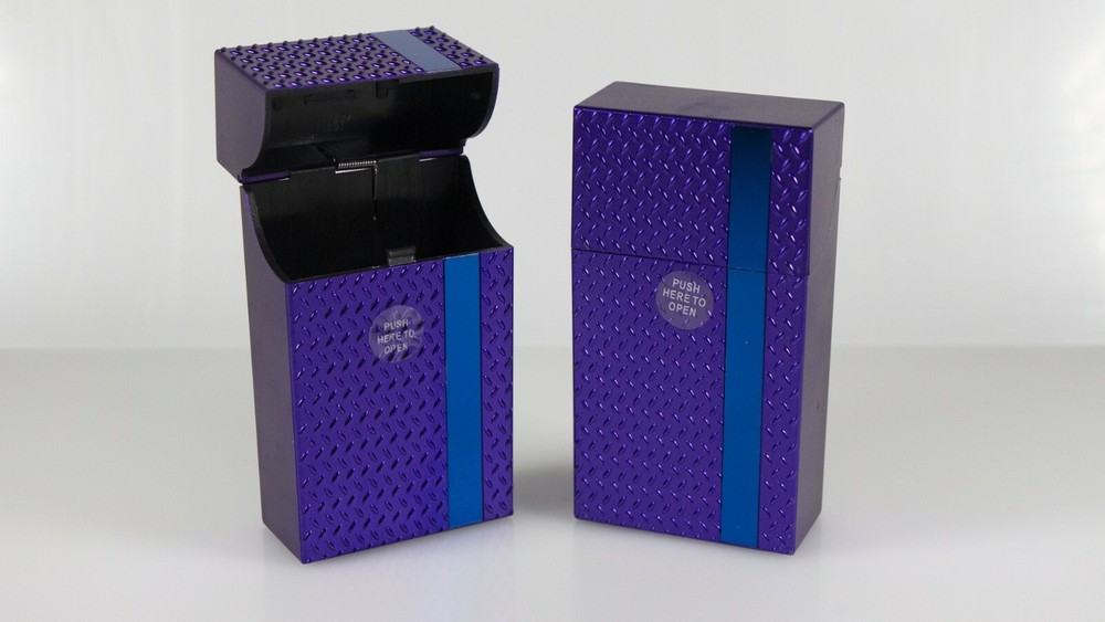 12 Diamond Plate Design Push Open Plastic Cigarette Cases Pack Holder 100mm