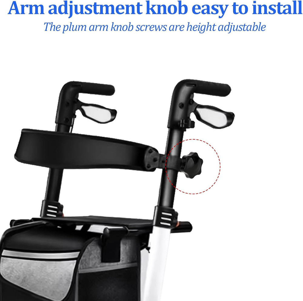 Adjustable Height Arm Track Bolt Set for Rollators and Walkers - 2 Pack