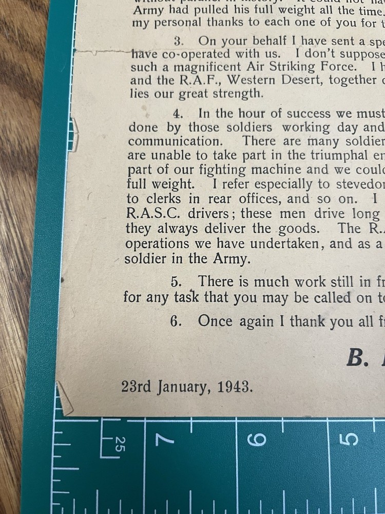 WWII British Message from the Army Commander Montgomery