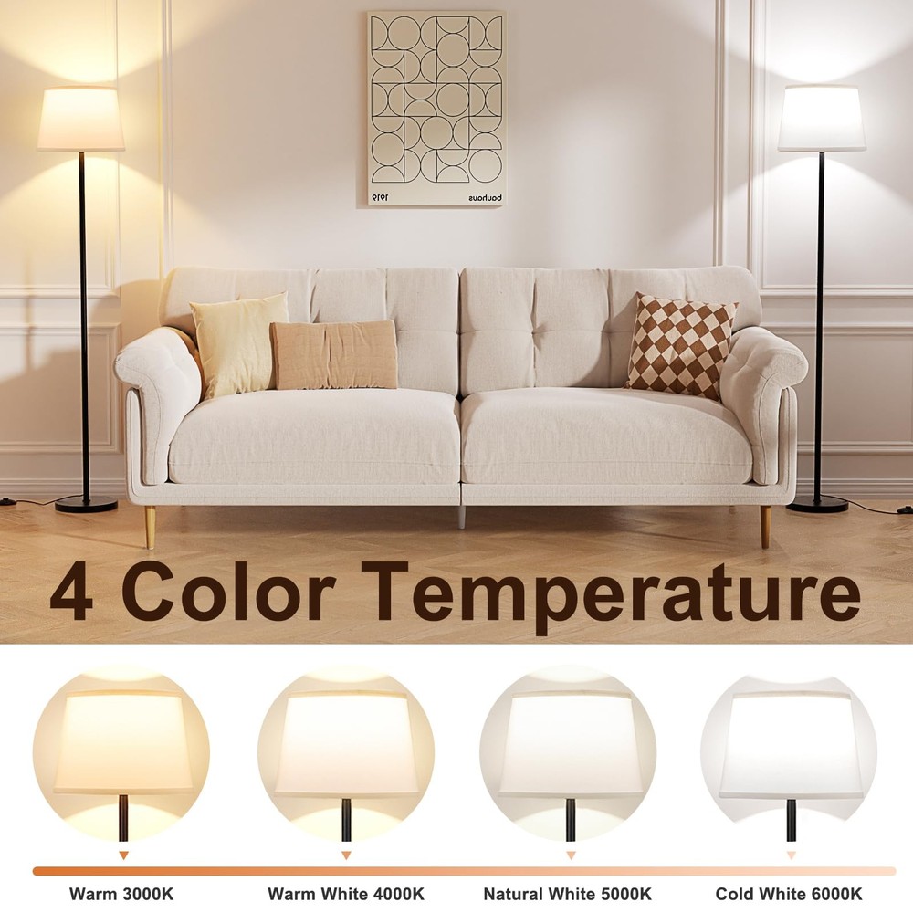 Raexpectis Modern Floor Lamp with Adjustable Large, White Shade - Remote