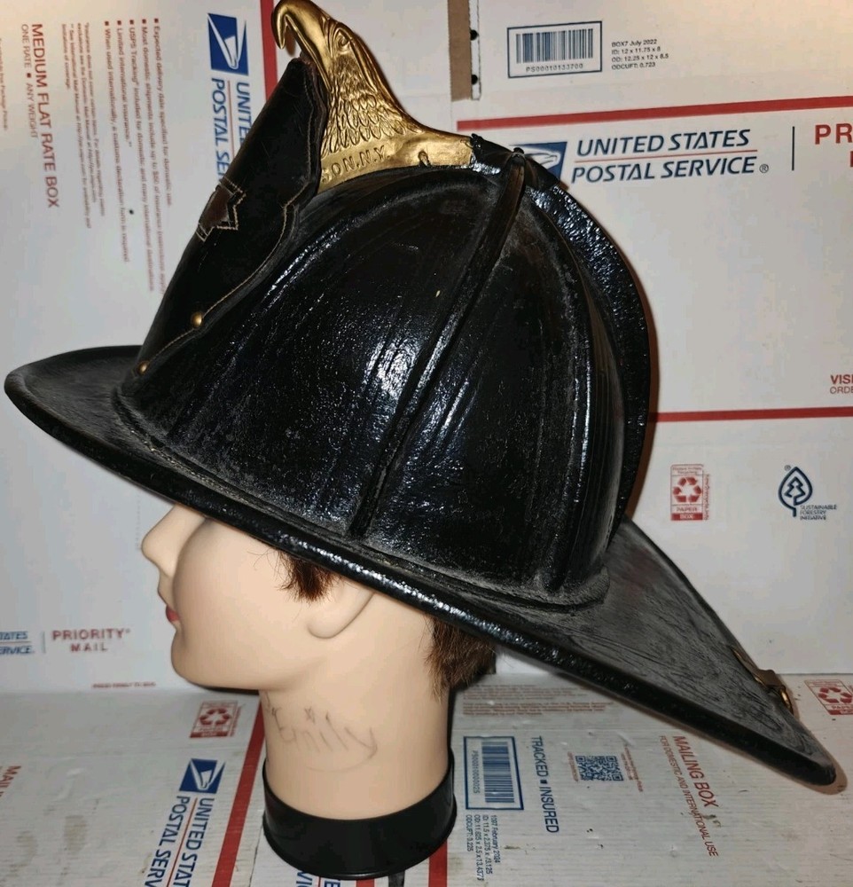 John Olson Vintage Leather Crew Manager Firefighter Helmet