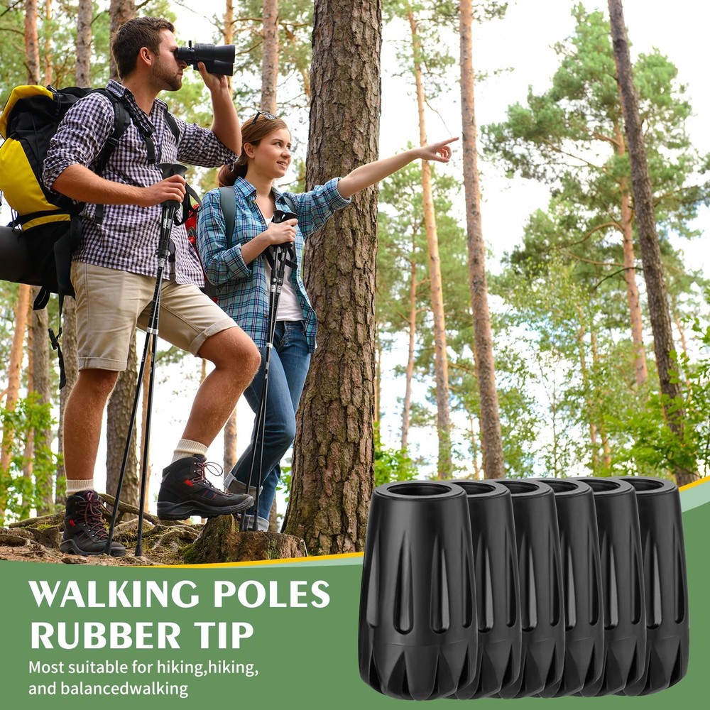 Durable Replacement Rubber Tips for Trekking Poles - Universal Black