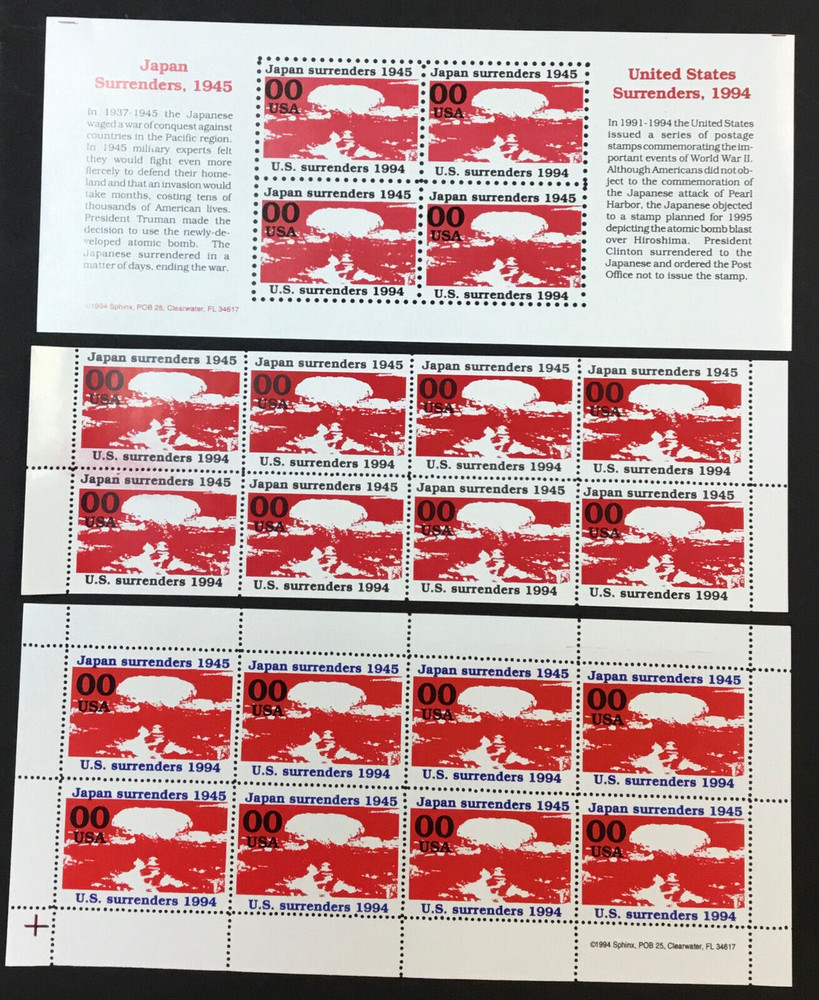 Original First 1994 Atomic Bomb Hiroshima protest labels plus later version