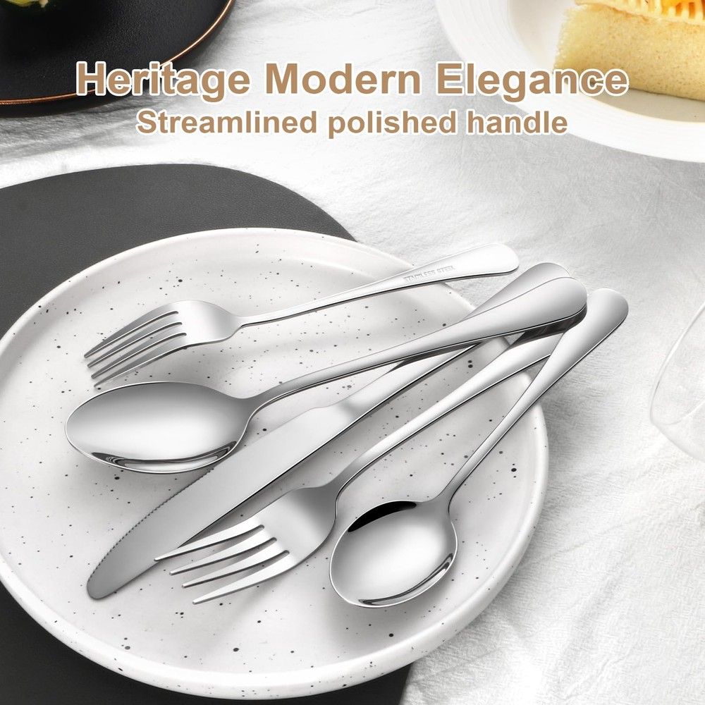 Silverware Set 50 Piece Stainless Steel Flatware Set Silverware Utensils for ...