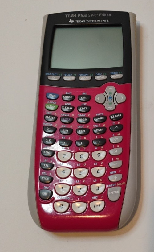 Texas Instruments TI-84 Plus Silver Edition Graphing Calculator Red/Blue W/Case