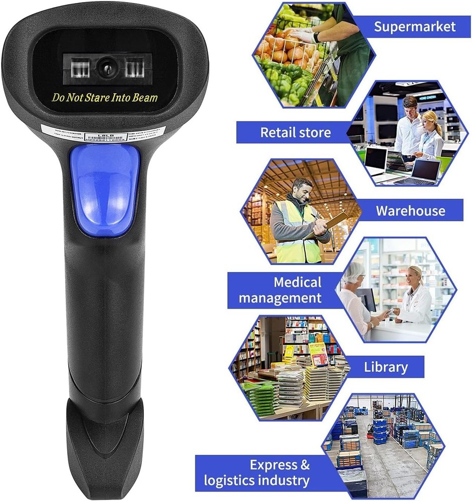 USB 1D Barcode Scanner, Handheld Wired CCD Barcode Reader Supports Screen Sca...