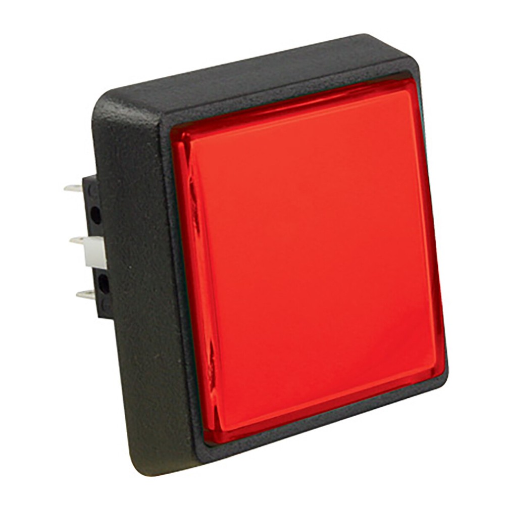 Push Button Small Red Square, Illuminated with Microswitch - 75V-0004-40