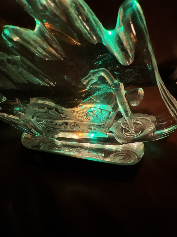 Rare Motorcycle Harley Crystal Flame Shape! Multi-Colored Stand! 8” X 4.5”