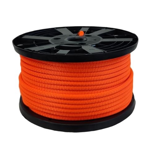 3/8 inch Neon Orange Dacron Polyester Rope - 250 Foot Spool | Solid Braid -