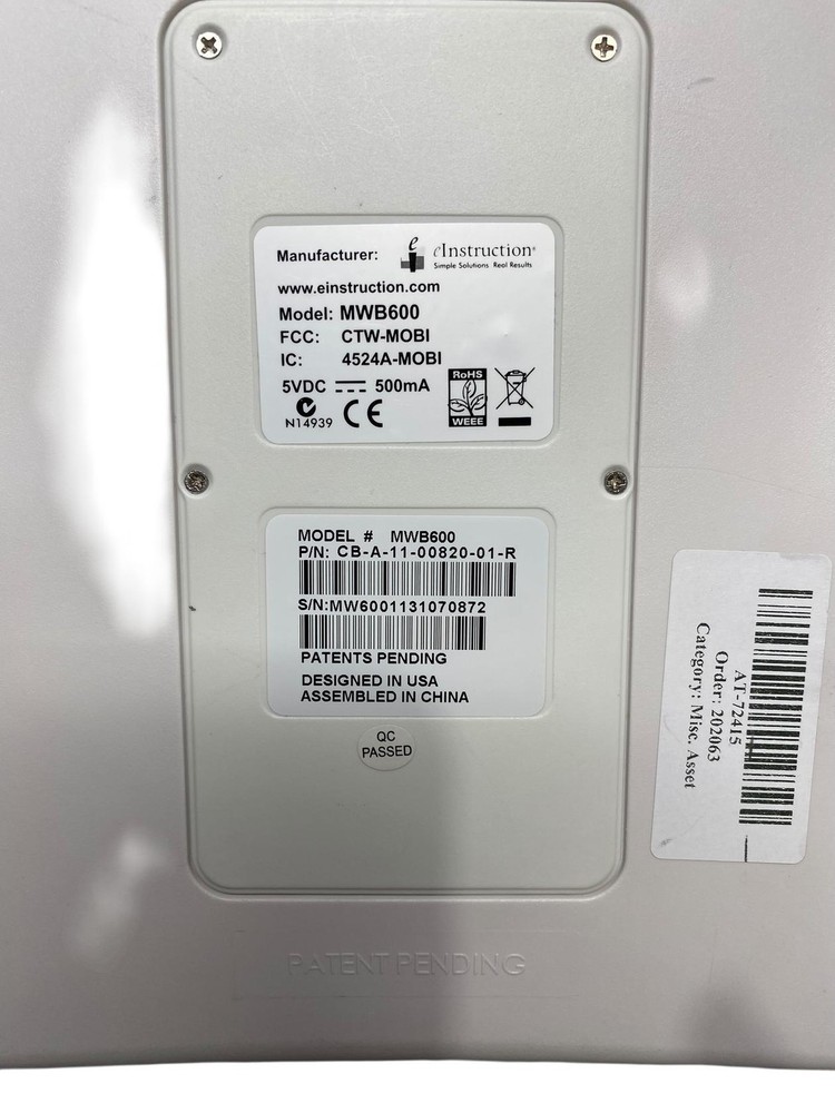 MobiView eInstruction Model MWB600 Workspace Handheld Interactive Whiteboard