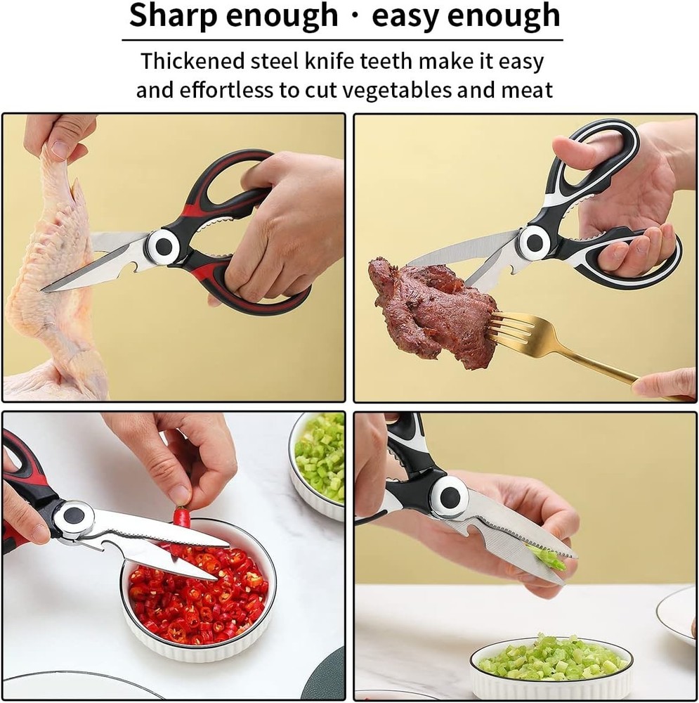 Versatile Heavy Duty Kitchen Shears - Sharp Stainless Steel Cooking Scissors