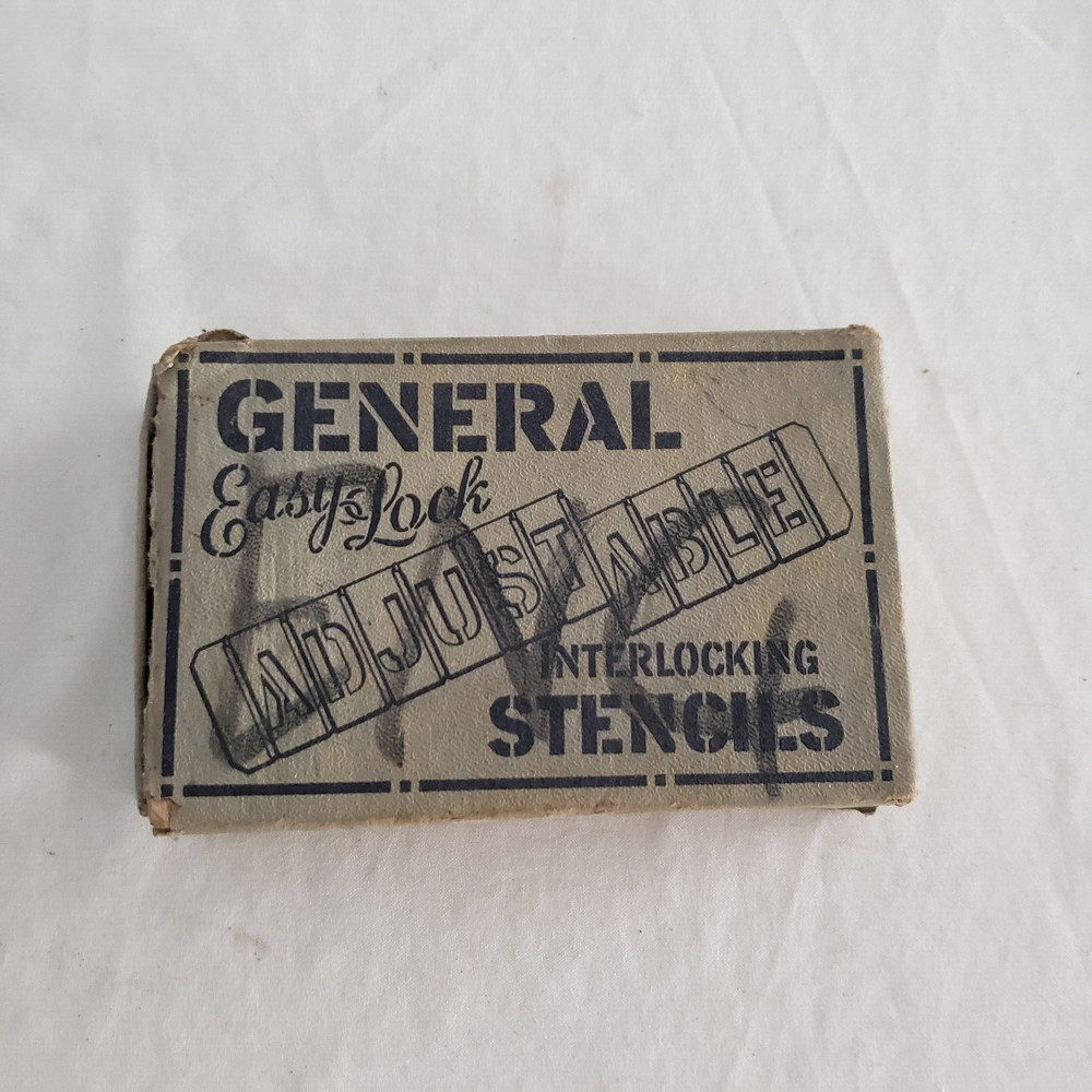 Vintage General Easy Lock Adjustable Interlocking Stencils Lot WITH BOX