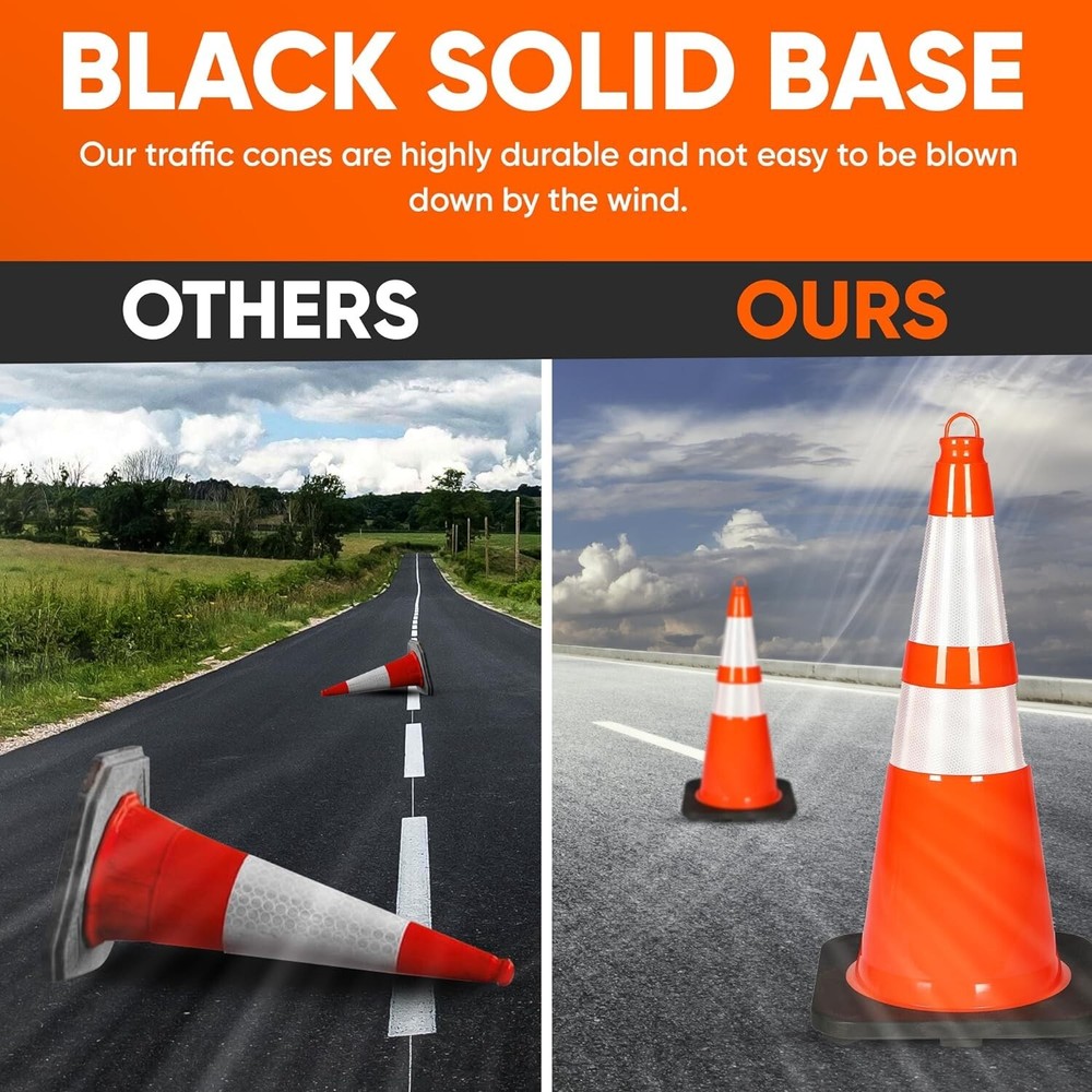 Pyle 28" PVC Cone - 4 Pieces High Visibility Structurally Stable