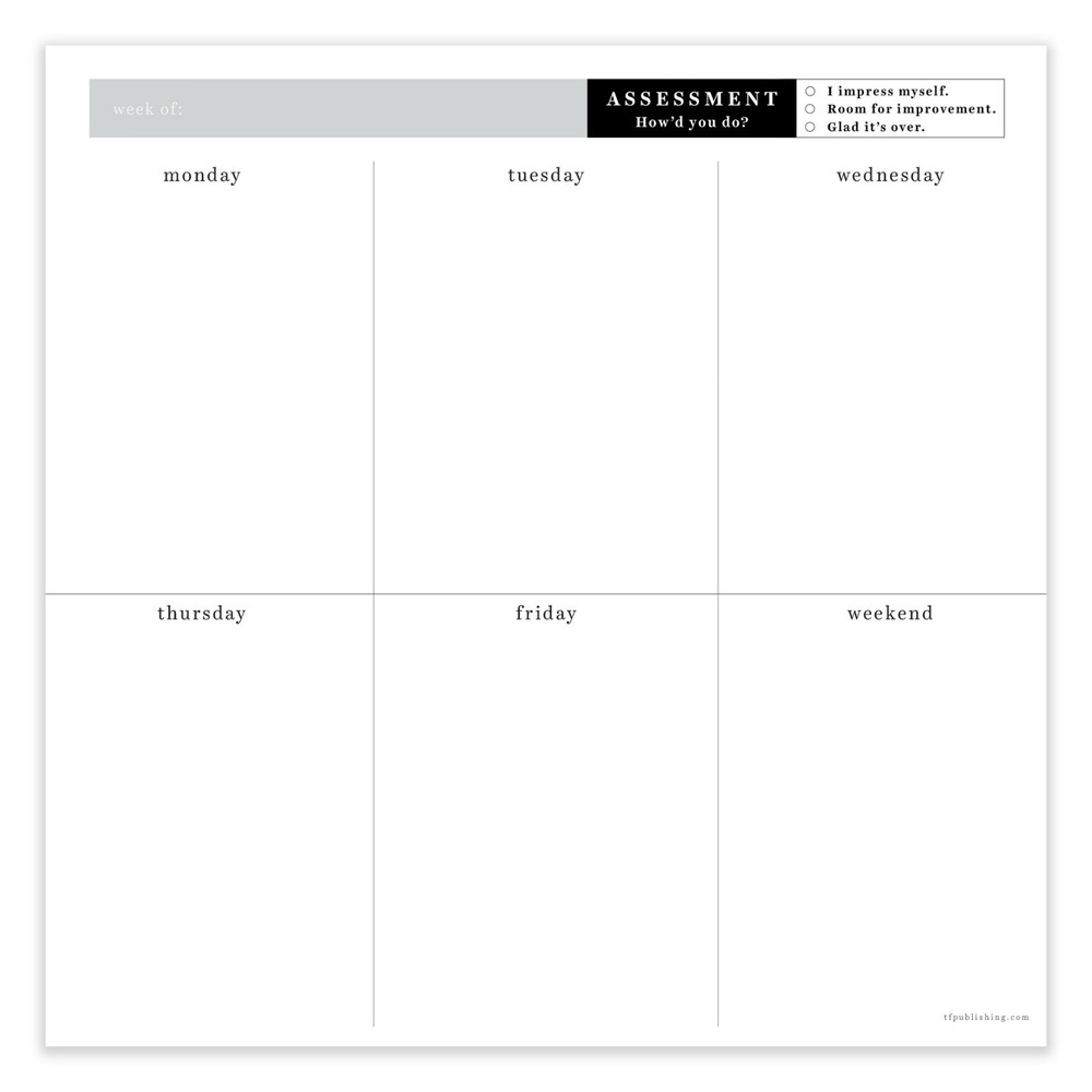 Executive Weekly 7.75 x 7.75 Square Schedule Pad