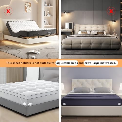 Bed Sheet Holders for Corners, Fitted Sheet Clips Keep Sheets Firm & Tight,