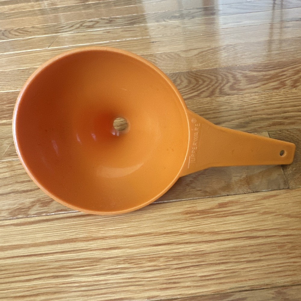 Vintage Tupperware Orange Plastic Medium  Funnel Kitchen Tool