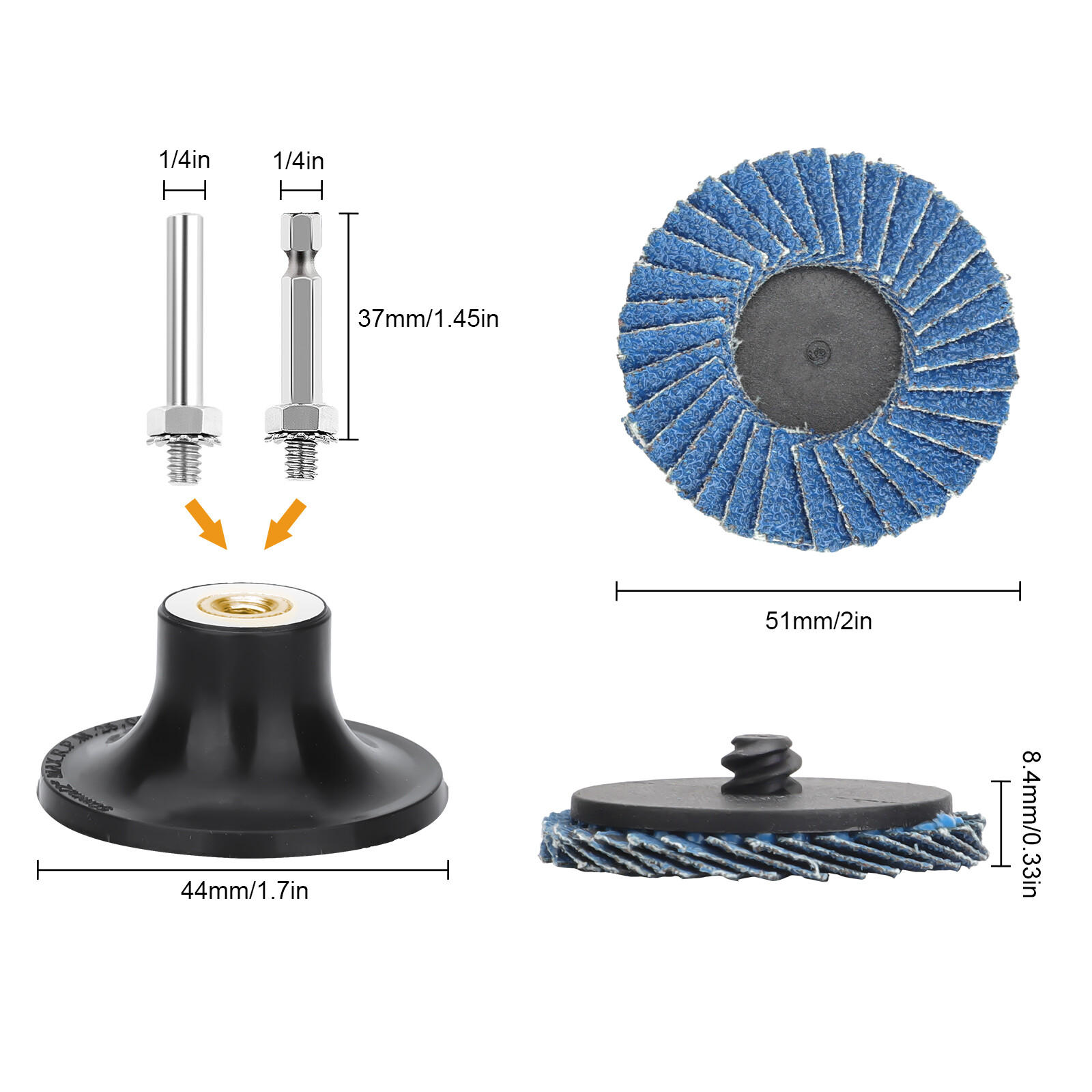 20pcs 2inch Flat Flap Disc Roll Lock Sanding Grinding Wheels 40 60 80 120 Grit