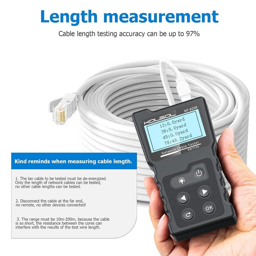 Network Cable Tester, Poe Cable Tester for Cat5E/Cat6/Cat6A, Ethernet Network Te