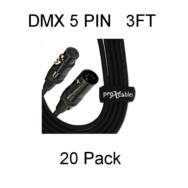 20 ProX 5 Pin High Performance Data Lighting DMX Cable 3FT