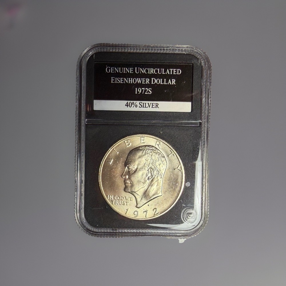 1972-S Eisenhower Ike Silver Dollar - Cracked Case